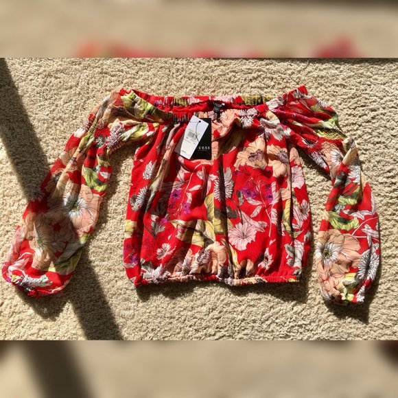 Guess by Marciano Tops - Guess by Marciano Red Floral Off-the-Shoulder Blouse